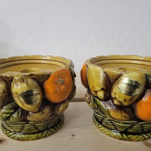 Vintage INARCO Japan Ceramic Fruit Candle Holders