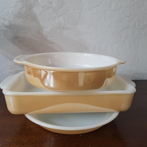 Fire-King Bakeware Bundle in Peach Luster - 3-Piece Set