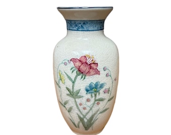Handmålad vas med krackelerad glasyr | Fleurs de Chantilly 6606 | Blommig Cottagecore-dekor
