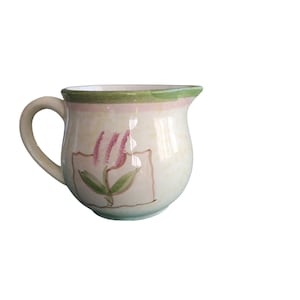 Hand-Painted Floral Ceramic Creamer, Vintage Kitchen Decor, Romantic Gift