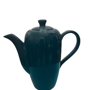 Vintage Dark Teal Ceramic Teapot with Lid – Elegant Mid-Century Design – Perfect Mother’s Day Gift