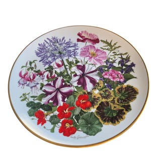 Franklin Porcelain by Wedgwood – Flowers of the Year August Plate, Collectible Floral Porcelain Decorative Dish