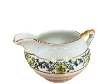 Jarra para leche Bavaria de porcelana superior vintage con detalles florales dorados, fabricada en Alemania