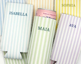 Personalized Monogrammed Bachelorette Party Can Cooler, Grandmillennial Style Can Insulator, Personalized Coastal Themed Can Coolers