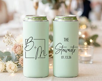 Personalized Wedding Can Coolers, Custom Slim & Regular Drink Holders