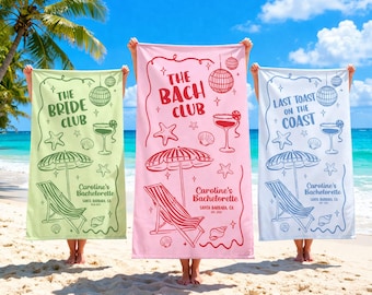 Personalized Name Beach Towel, Custom Name Bath Towel, Bridesmaids Towel, Last Toast Custom Beach Towel, Bachelorette Party Girls Trip Towel