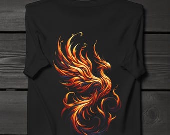 Camiseta unisex "Fénix en ascenso", camiseta de pájaro de fuego, regalo para el signo de fuego, regalo de cumpleaños, ropa de animal espiritual