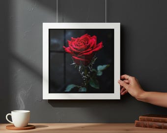 Póster horizontal enmarcado con arte de pared de rosas / escritura romántica