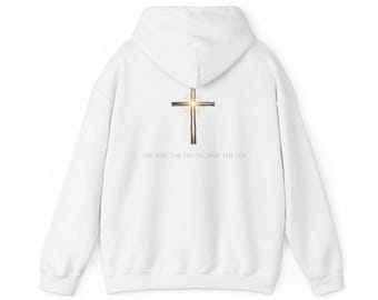Sudadera con capucha de la cruz cristiana, El Camino, la Verdad, la Vida / Calidad premium Lane Seven LS14001