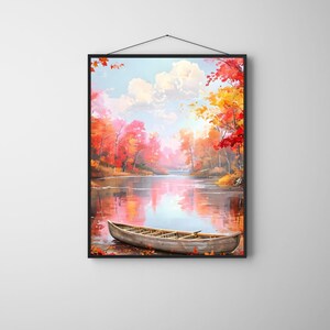 Póster "Serenidad otoñal", arte mural otoñal, decoración natural, decoración acogedora para el hogar, impresión otoñal, regalo para amantes de la naturaleza, arte de temporada