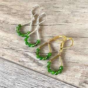 Chrome Diopside Earrings, Dangle, Emerald Green, Forest Green, Christmas, St Patrick&#39;s Day