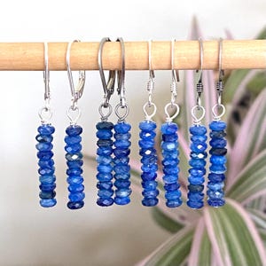 Royal Blue Kyanite Stiletto Earrings, Dangle, Sparkly, Blue Earrings, Lever Back, Fish Hook, Nickel Free, Stainless Steel
