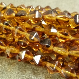 Czech Glass Lucerna Bicone Brown Tortoise 6mm 50pc Strand Pressed Glass