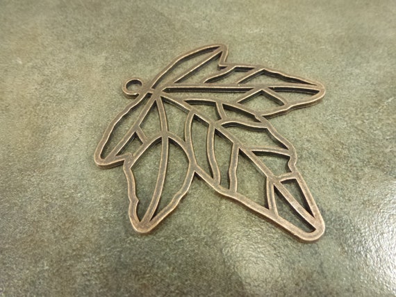 CLEARANCE 5pc Maple Leaf Pendant 67x65mm Antiqued Copper Tone Alloy 2.75" Long Focal WHOLESALE LOT