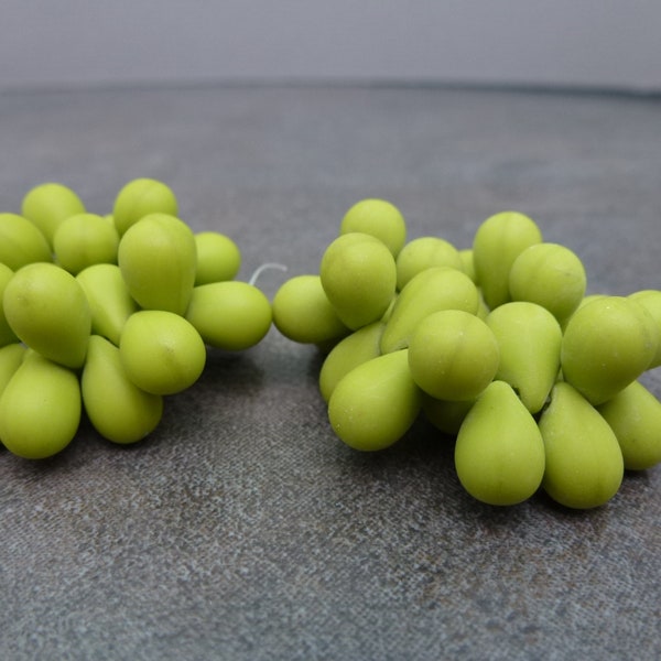 Matte Chartreuse Czech Glass Teardrop Beads 9x6mm 25pc Side Drilled