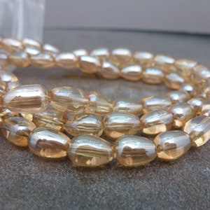 50pc Light Peach Luster Teardrop Beads, Chinese Glass, 9x6mm, Fat Drop, Budget Glass Beads