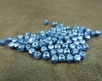 100pc Satin Metallic Capri English Cut Beads 4mm Czech Glass Faceted Antique Cut