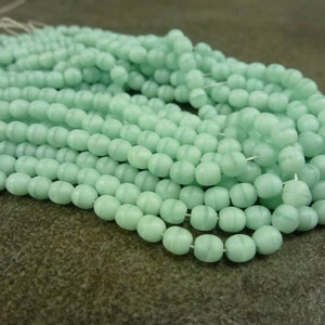 Czech Glass Druk Matte Seafoam Green 4mm 100pc Strand Round Beads