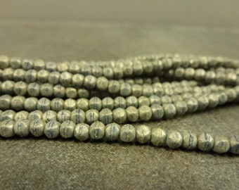 Pacifica Poppy Seed Czech Glass English Cut Beads, Tiny 3mm, 100pc, Faceted Antique Cut Pressed Glass