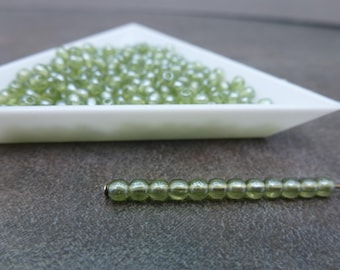 200pc Olivine Shimmer 3mm Czech Glass Druk Smooth Round Beads