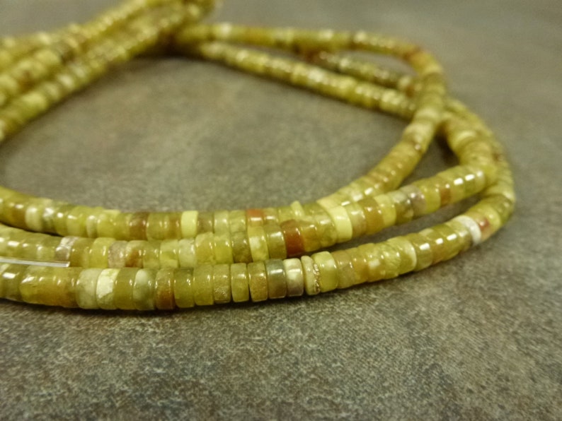 Serpentine Jade Gemstone 4.5mm Smooth Heishi Beads 16 Strand