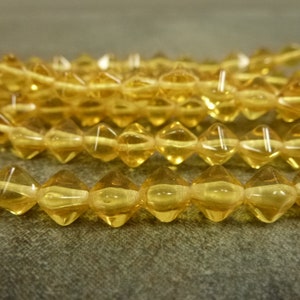 Medium Topaz Lucerna Bicone Beads, Czech Glass, 6mm, 50pc, Pressed Glass