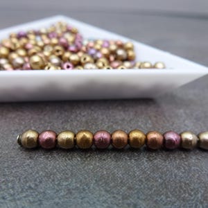200pc Metallic Mix 3mm Czech Glass Druk Smooth Round Beads
