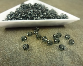 Dark Black Diamond 6/0 Czech Glass Seed Beads 25g 4mm Transparent Dark Grey