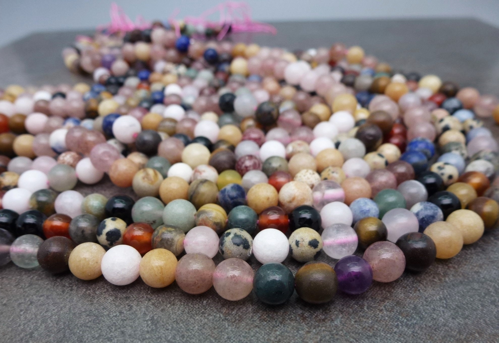  6MM Colorful Round Stone Beads Natural Emperor Jasper Loose  Beads for Jewelry Making Stone Round Loose Stone Beads for DIY Bracelets  Necklace(ZS-1215-GreenMix*6MM)