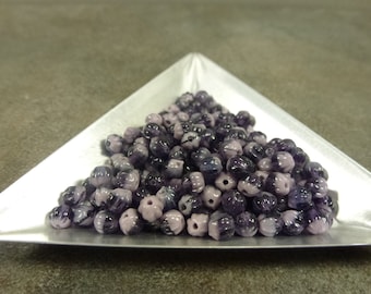 Grape Soda Czech Glass Melon Beads 4mm 100pc Ribbed Round Beads Fluted 2-Tone Purple