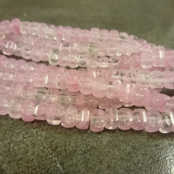 Pink/Crystal Czech Glass Compressed Cube 5x4mm 50pc Pressed Glass