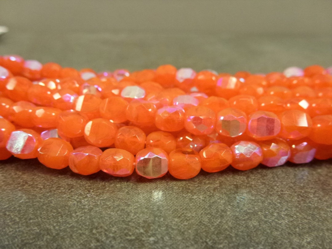 25pc Crystal/orange Opal AB Two Way Cut Beads 6mm Faceted Etsy
