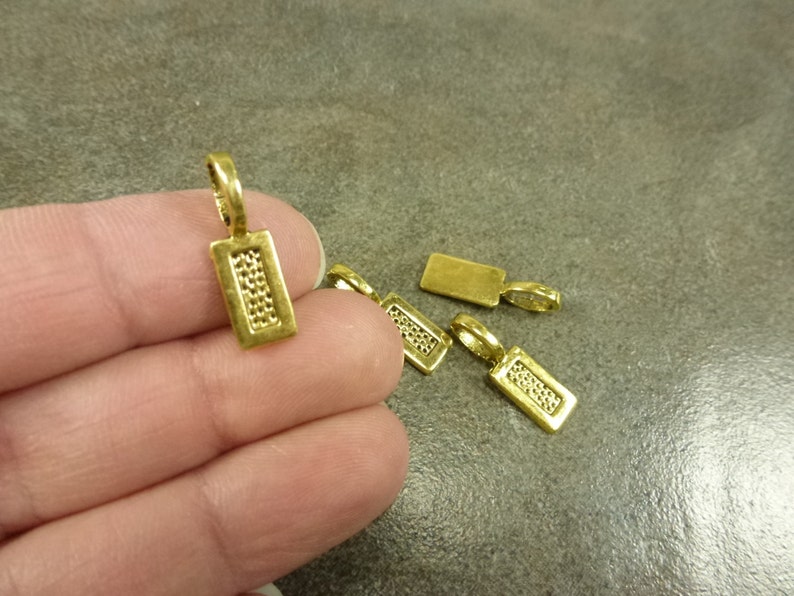 20pc Antiqued Gold Tone Glue On Bail Rectangle 21x7mm