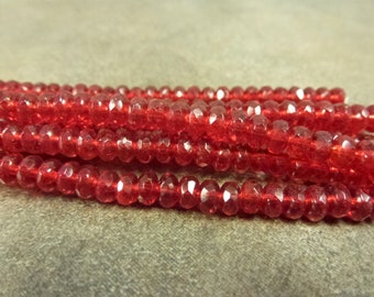 Siam Gem Cut Rondelle Czech Glass Firepolish Beads 5x3mm 50pc Faceted