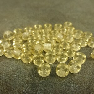 50pc Honey Czech Glass Pony Beads. 4x6mm Roller, Large Hole Rondelle