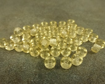50pc Honey Czech Glass Pony Beads. 4x6mm Roller, Large Hole Rondelle