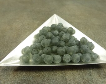 Grey Frosted Glass Beads 6mm Round 100pc