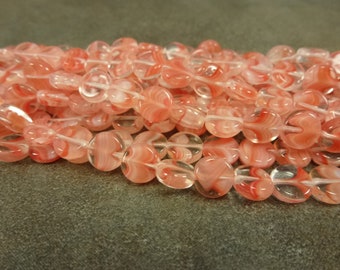 Porphyr Red Pressed Glass 2-Tone Flat Coin Beads 8mm 25pc 8x3mm Dime Bead