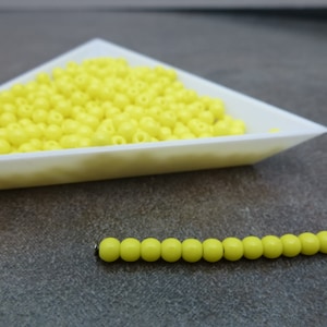 200pc Opaque Yellow 3mm Czech Glass Druk Smooth Round Beads