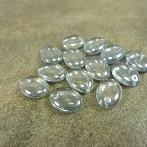 Lumi Blue Luster Czech Pressed Glass 12x9mm Front-Drilled Flat Oval Drop 25pc