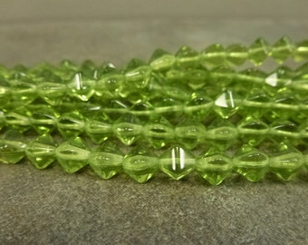 Light Olive Lucerna Bicone Beads, Czech Glass, 6mm, 50pc, Pressed Glass