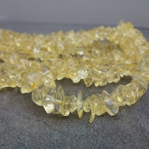 Golden Yellow Glass Chip Beads, 34&quot; Strand, Dyed