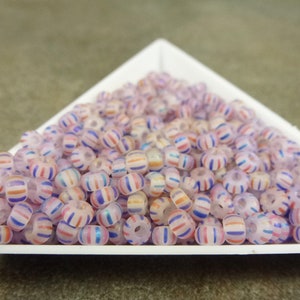 Matte Crystal Red/Blue Stripe 6/0 Czech Glass Seed Beads 25g 4mm Rocaille Americana