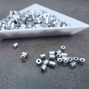 Matte Silver #1 Bugle Beads, Czech Glass Seed Beads 25g 2.5mm Rough Cut