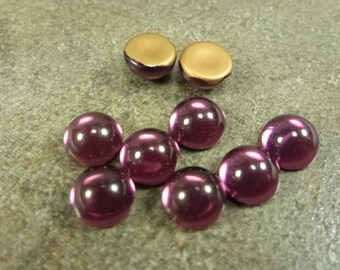 Amethyst Czech Glass Cabochon 7mm Round 40pc Purple Flat Back NO HOLES