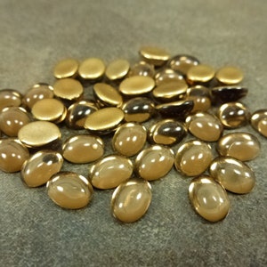 Smoke Topaz Czech Glass Cabochon 8x6mm Oval 30pc Flat Back Foiled NO HOLES