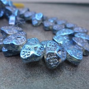 25pc Clear/Blue Skull Beads, 11x13mm, Chinese Electroplate Glass