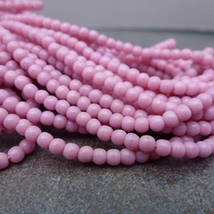 200pc Dark Pink 3mm Round Bead, Vintage Czech Glass, Smooth Druk