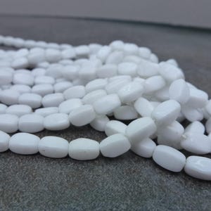 100pc White Rice Beads, Vintage Czech Glass, 6x3mm