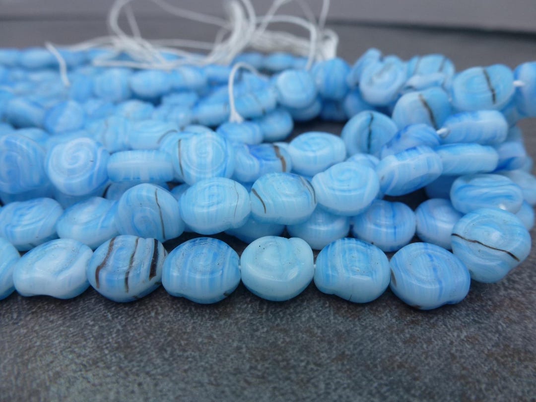 25pc Blue Stripe Snail Shell Beads 8mm Czech Pressed Glass - Etsy